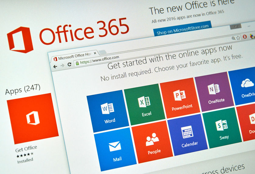 Microsoft Office 365 MONTREAL, CANADA - MARCH 20, 2016 - Microsoft Office 365 on PC screen. Microsoft Office is one of the most popular office suite software.